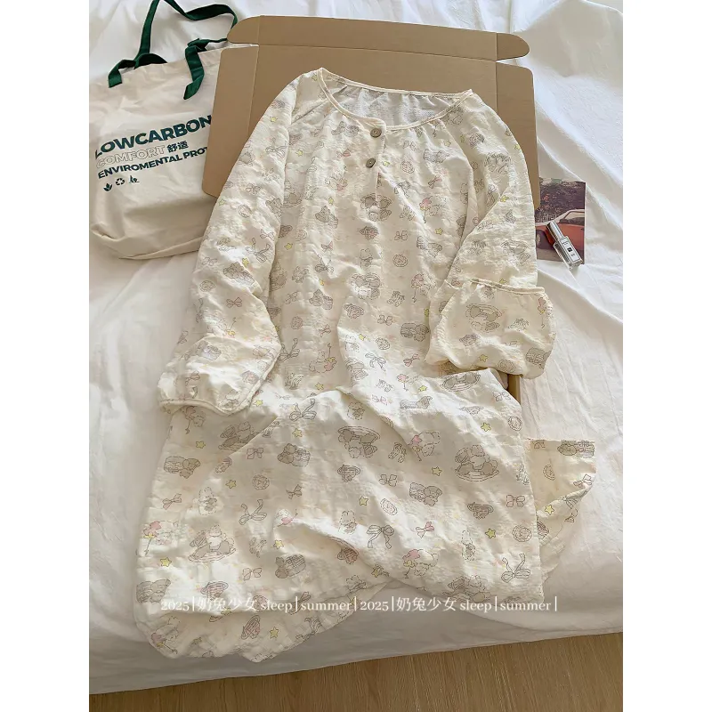 Daster Wanita Baru, Kotak Abadi, Musim Semi Gugur, Lengan Panjang, Piama, Loungewear Kartun Bisa Dipakai Keluar · Grosir · OEM · Pengiriman Global