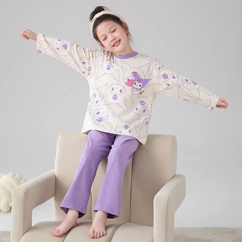 2026 New Long-Sleeve Pure Cotton Children's Pajama Set, Autumn, Wearable Outdoors, Cute Cartoon Loungewear for Big Kids · Wholesale · OEM · Worldwide Shipping - View 1