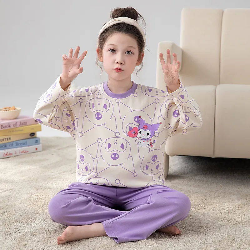 2026 New Long-Sleeve Pure Cotton Children's Pajama Set, Autumn, Wearable Outdoors, Cute Cartoon Loungewear for Big Kids · Wholesale · OEM · Worldwide Shipping - View 4