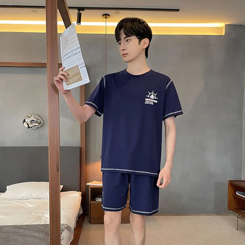 Teen & Men's Summer Pajama Set, Modal Cotton Solid Color Plus Size Wearable-Outside Loungewear, Cross-Border Export · Wholesale · OEM · Worldwide Shipping - View 2