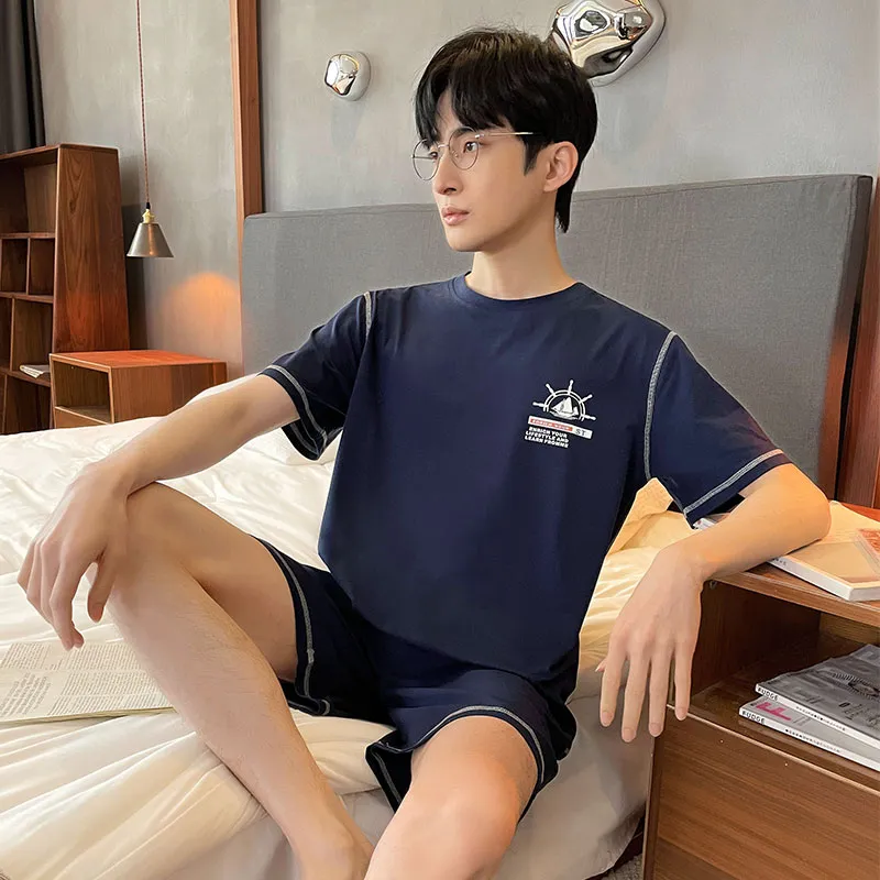 Teen & Men's Summer Pajama Set, Modal Cotton Solid Color Plus Size Wearable-Outside Loungewear, Cross-Border Export · Wholesale · OEM · Worldwide Shipping - View 1