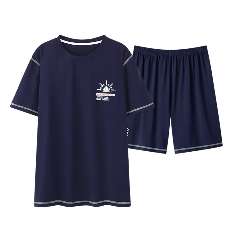 Teen & Men's Summer Pajama Set, Modal Cotton Solid Color Plus Size Wearable-Outside Loungewear, Cross-Border Export · Wholesale · OEM · Worldwide Shipping - View 4
