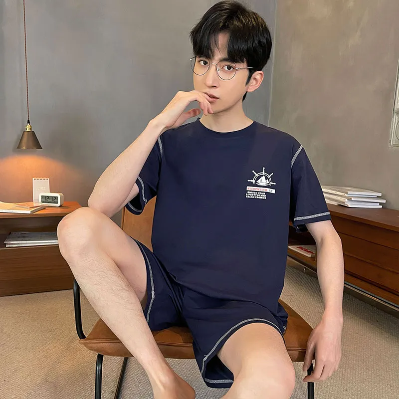Teen & Men's Summer Pajama Set, Modal Cotton Solid Color Plus Size Wearable-Outside Loungewear, Cross-Border Export · Wholesale · OEM · Worldwide Shipping