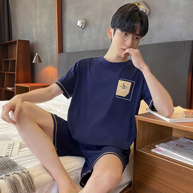 Teen & Men's Summer Pajama Set, Modal Cotton Solid Color Plus Size Wearable-Outside Loungewear, Cross-Border Export · Wholesale · OEM · Worldwide Shipping - View 1