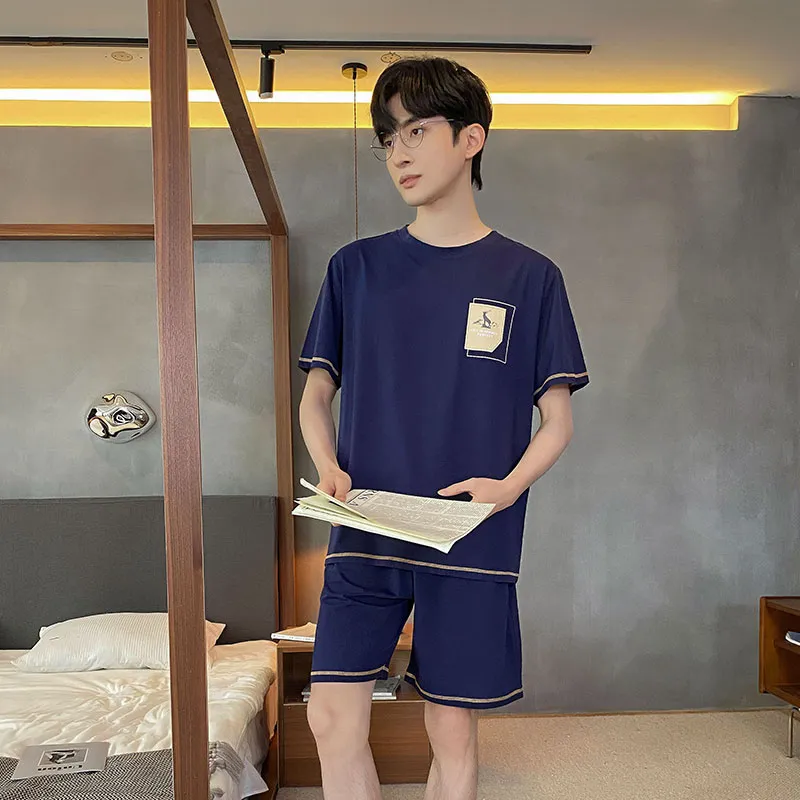 Teen & Men's Summer Pajama Set, Modal Cotton Solid Color Plus Size Wearable-Outside Loungewear, Cross-Border Export · Wholesale · OEM · Worldwide Shipping - View 2