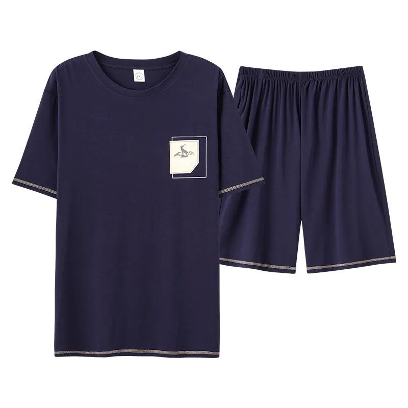 Teen & Men's Summer Pajama Set, Modal Cotton Solid Color Plus Size Wearable-Outside Loungewear, Cross-Border Export · Wholesale · OEM · Worldwide Shipping - View 4