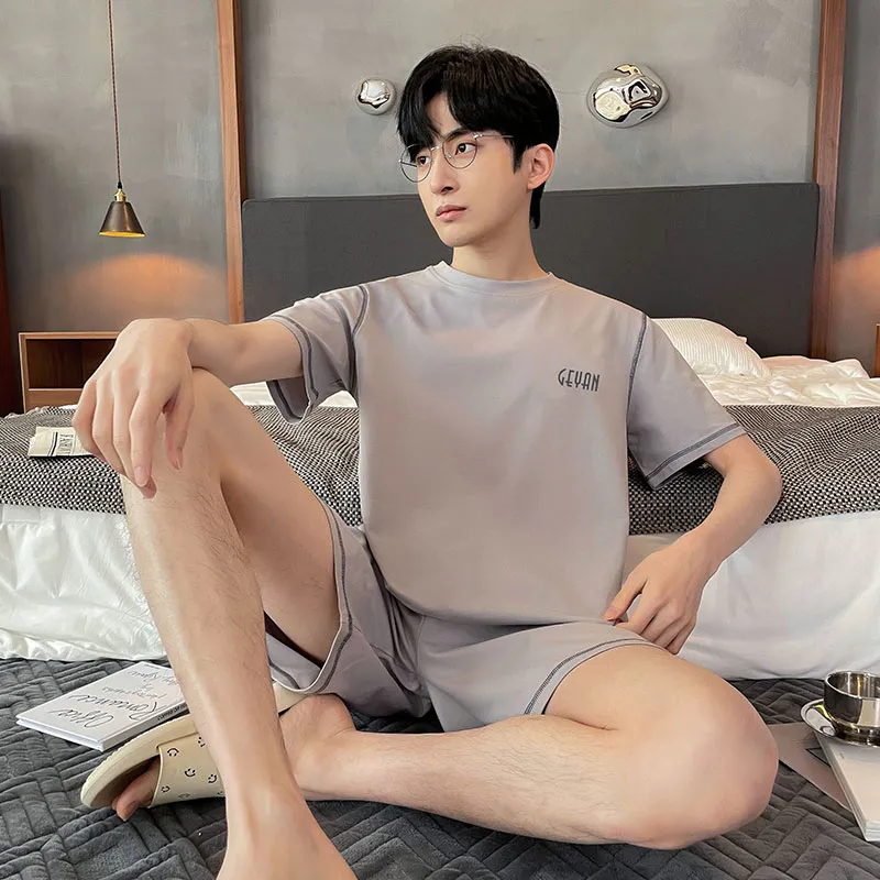 Teen & Men's Summer Pajama Set, Modal Cotton Solid Color Plus Size Wearable-Outside Loungewear, Cross-Border Export · Wholesale · OEM · Worldwide Shipping