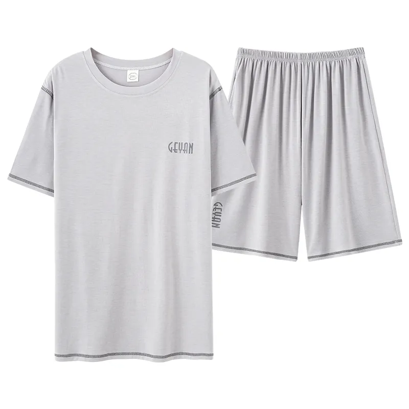 Teen & Men's Summer Pajama Set, Modal Cotton Solid Color Plus Size Wearable-Outside Loungewear, Cross-Border Export · Wholesale · OEM · Worldwide Shipping - View 4