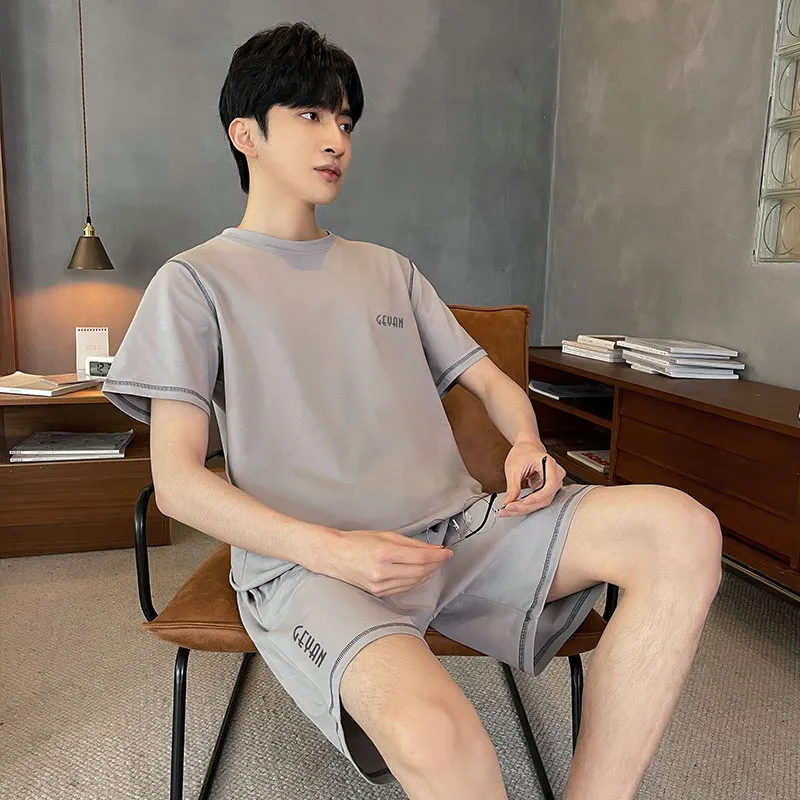 Teen & Men's Summer Pajama Set, Modal Cotton Solid Color Plus Size Wearable-Outside Loungewear, Cross-Border Export · Wholesale · OEM · Worldwide Shipping - View 3