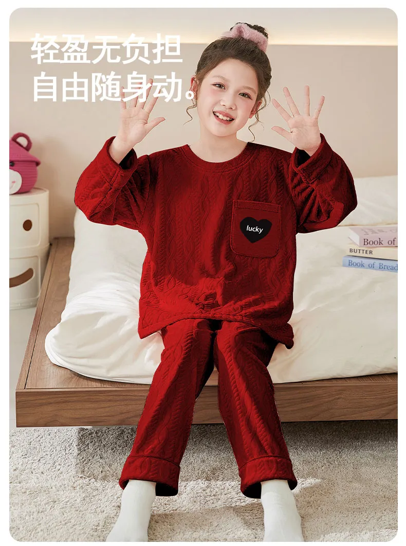 New Girls' Winter Pajama Set, Island Fleece Long Sleeve Crew Neck Pullover with Cute Cartoon Print, Warm Kids Loungewear · Wholesale · OEM · Worldwide Shipping - Detail 19