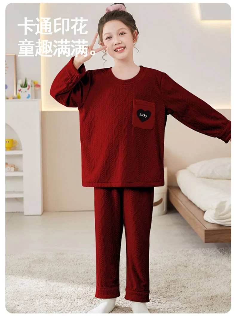 New Girls' Winter Pajama Set, Island Fleece Long Sleeve Crew Neck Pullover with Cute Cartoon Print, Warm Kids Loungewear · Wholesale · OEM · Worldwide Shipping - Detail 20