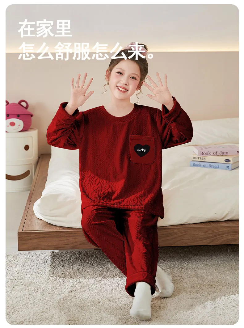 New Girls' Winter Pajama Set, Island Fleece Long Sleeve Crew Neck Pullover with Cute Cartoon Print, Warm Kids Loungewear · Wholesale · OEM · Worldwide Shipping - Detail 17