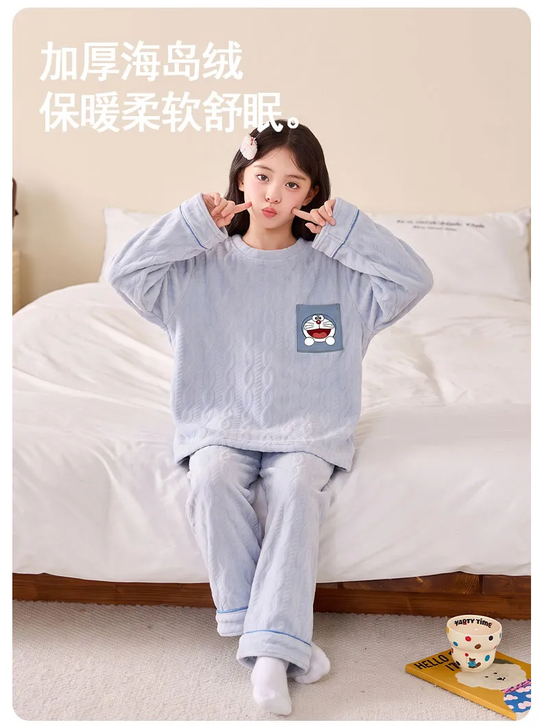 New Girls' Winter Pajama Set, Island Fleece Long Sleeve Crew Neck Pullover with Cute Cartoon Print, Warm Kids Loungewear · Wholesale · OEM · Worldwide Shipping - Detail 18