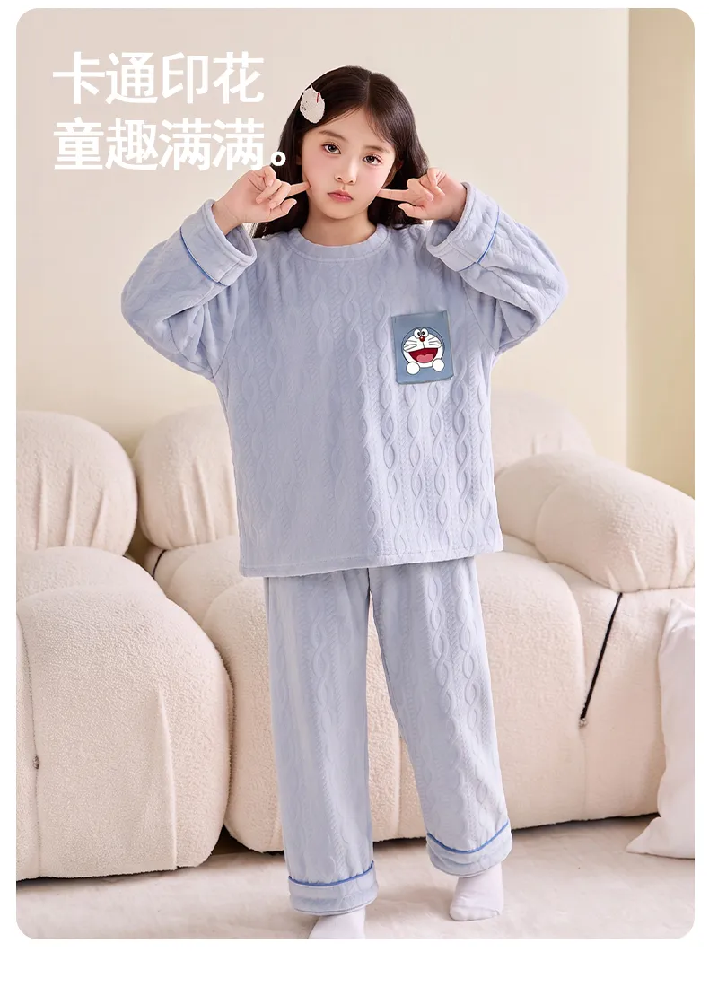 New Girls' Winter Pajama Set, Island Fleece Long Sleeve Crew Neck Pullover with Cute Cartoon Print, Warm Kids Loungewear · Wholesale · OEM · Worldwide Shipping - Detail 20