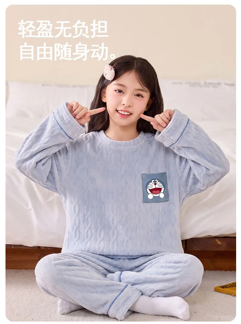 New Girls' Winter Pajama Set, Island Fleece Long Sleeve Crew Neck Pullover with Cute Cartoon Print, Warm Kids Loungewear · Wholesale · OEM · Worldwide Shipping - Detail 19