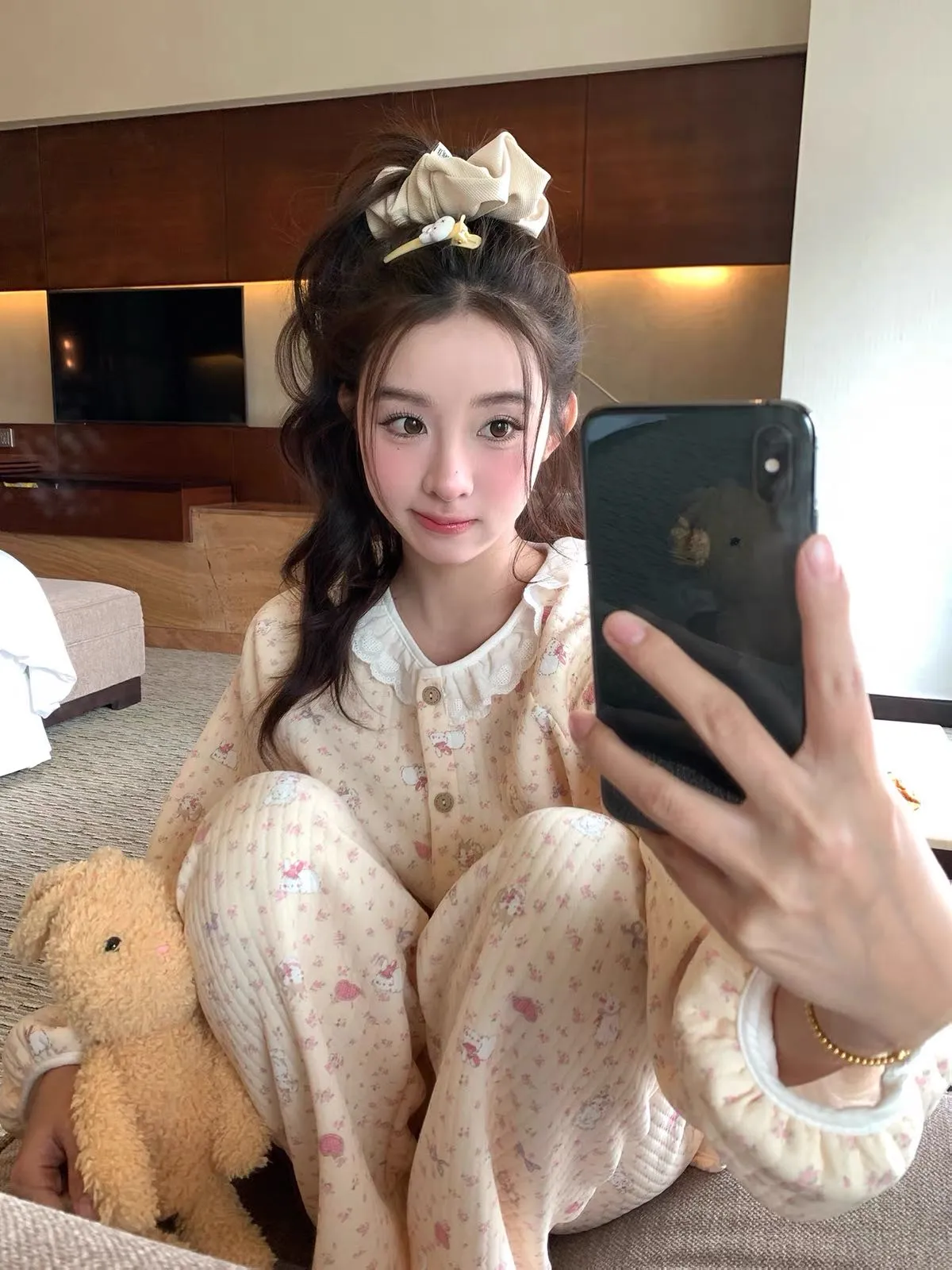 Set Piyama Cardigan 240g Air Quilted Korea Style Wanita dengan Renda, Kupu-kupu, dan Motif Bunga · Grosir · OEM · Pengiriman Global - Detail 34