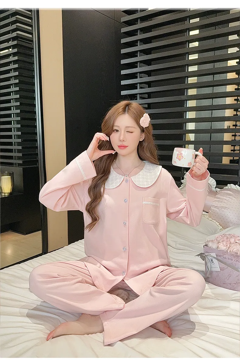 1205WE# New Women's Autumn/Winter Double-Sided Dralon Fleece Pajama Set, Long Sleeve Cardigan with Lapel Collar, Sweet Loungewear · Wholesale · OEM · Worldwide Shipping - Detail 16