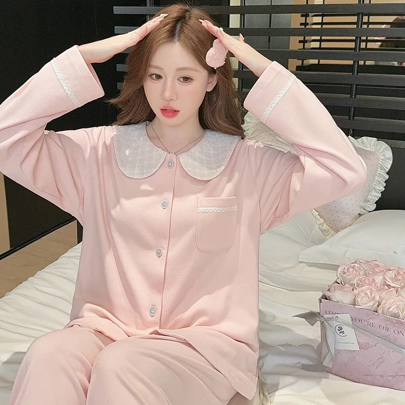 1205WE# New Women's Autumn/Winter Double-Sided Dralon Fleece Pajama Set, Long Sleeve Cardigan with Lapel Collar, Sweet Loungewear · Wholesale · OEM · Worldwide Shipping - View 3