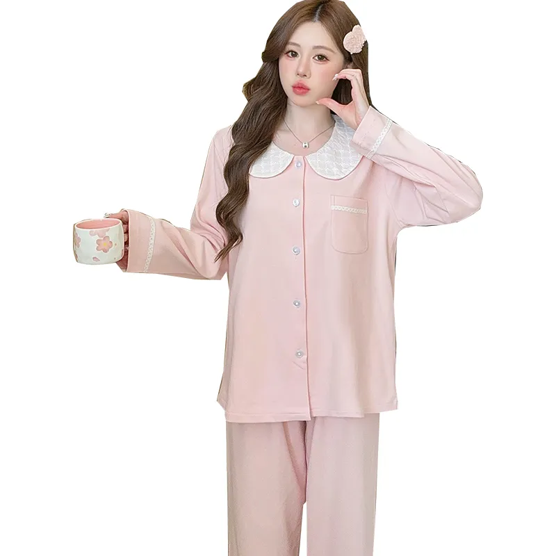 1205WE# New Women's Autumn/Winter Double-Sided Dralon Fleece Pajama Set, Long Sleeve Cardigan with Lapel Collar, Sweet Loungewear · Wholesale · OEM · Worldwide Shipping - View 4