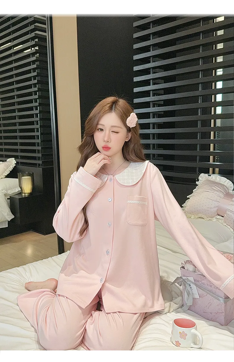 1205WE# New Women's Autumn/Winter Double-Sided Dralon Fleece Pajama Set, Long Sleeve Cardigan with Lapel Collar, Sweet Loungewear · Wholesale · OEM · Worldwide Shipping - Detail 14