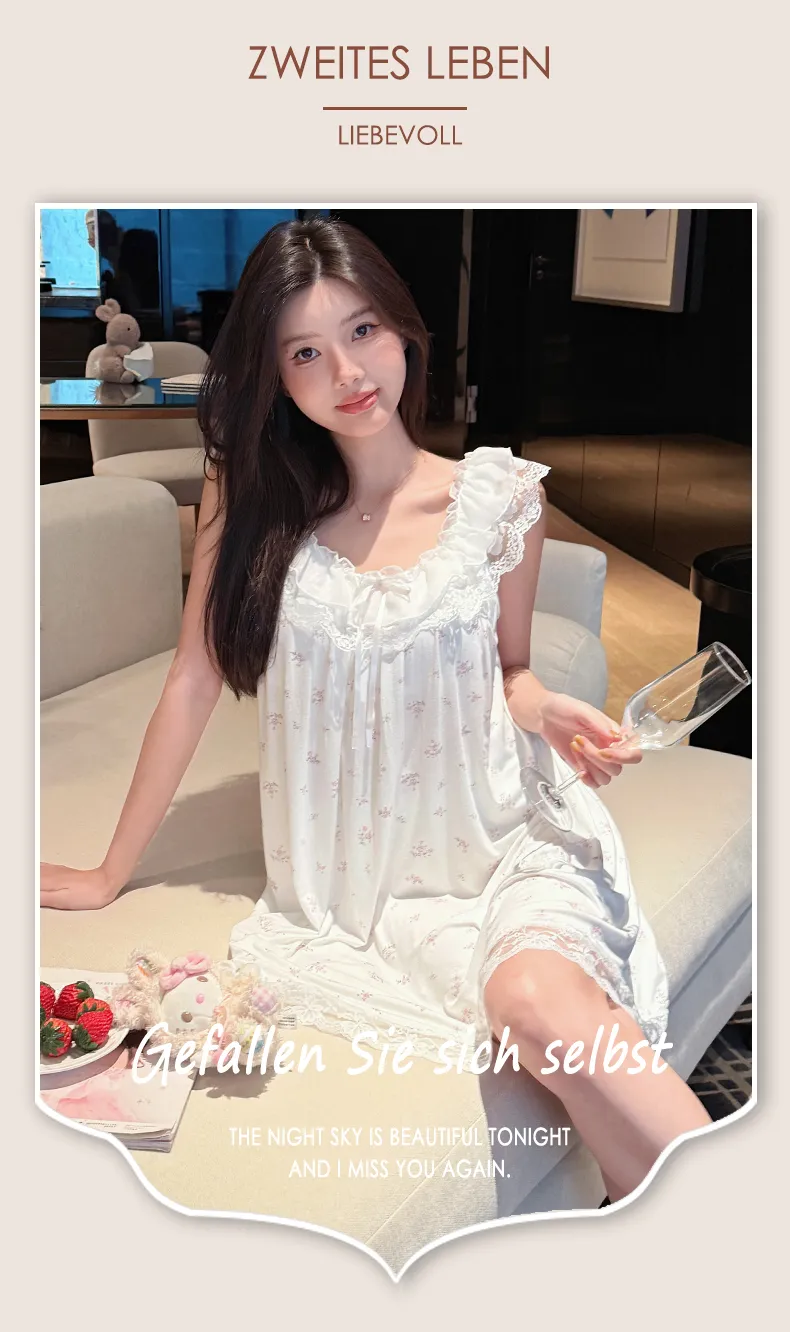 French Polka Dot Cute Dots Lace Sweet Girl Modal Bow Nightdress Casual Flutter Sleeve Thin · Wholesale · OEM · Worldwide Shipping - Detail 13