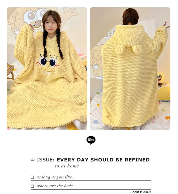 Women's Pajamas Winter New Rose Velvet Hooded Nightdress Korean Style Loose Plus Size 150kg Wearable Loungewear · Wholesale · OEM · Worldwide Shipping - Detail 22