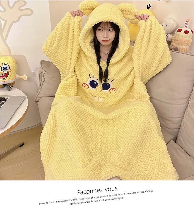 Women's Pajamas Winter New Rose Velvet Hooded Nightdress Korean Style Loose Plus Size 150kg Wearable Loungewear · Wholesale · OEM · Worldwide Shipping - Detail 19