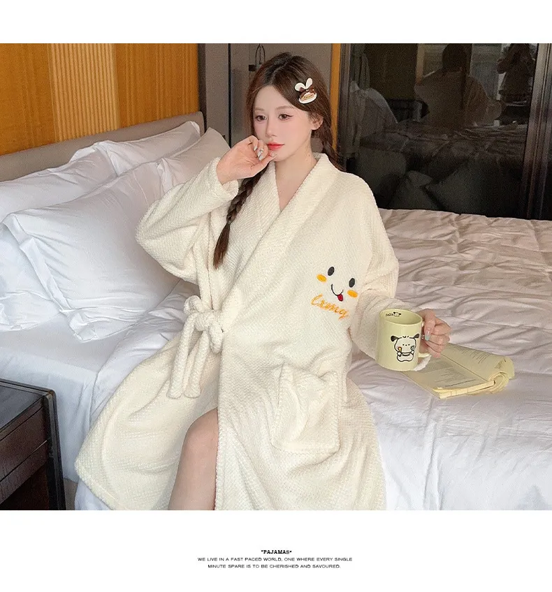 Serviette de bain absorbante à motif vichy, peignoir de bain pour l'hiver, robe de chambre ample grande taille 150kg, nuisette douce · Grossiste · OEM · Mondial - Detail 7
