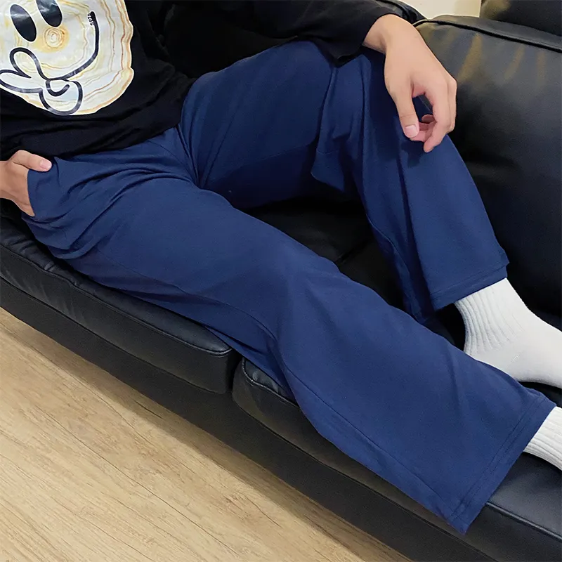 Men's Summer Pure Cotton Sleep Pants Minimalist Solid Color Casual Loungewear Thin Mid-Rise Straight Loose Home Pants Wearable Outside · Wholesale · OEM · Worldwide Shipping