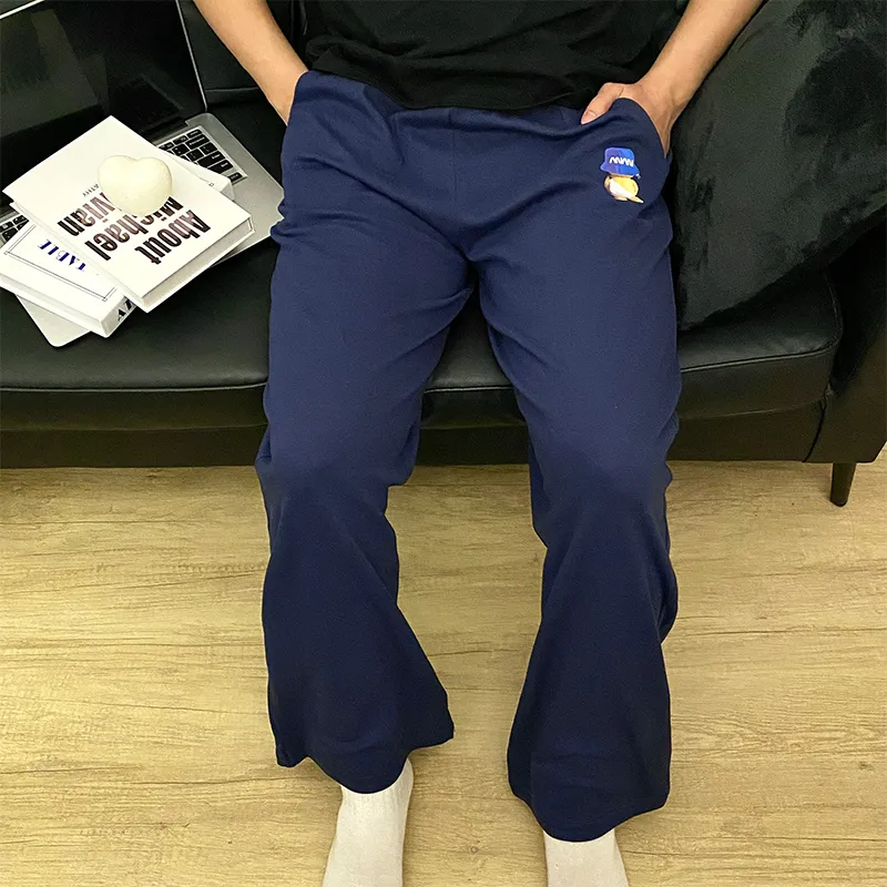 Summer Pure Cotton Men's Sleep Pants Casual Loungewear Cartoon Print Mid-Rise Thin Wearable Outside with Pockets Loose Straight-Leg Pants · Wholesale · OEM · Worldwide Shipping - View 3