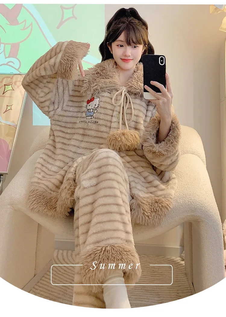 بيجامة نسائية شتوية جديدة Meifei Velvet كارديجان طقم كوري فضفاض مقاس كبير 110كجم قابلة للارتداء ملابس منزلية M-5XL · بيع بالجملة · تصنيع حسب الطلب · شحن عالمي - Detail 8