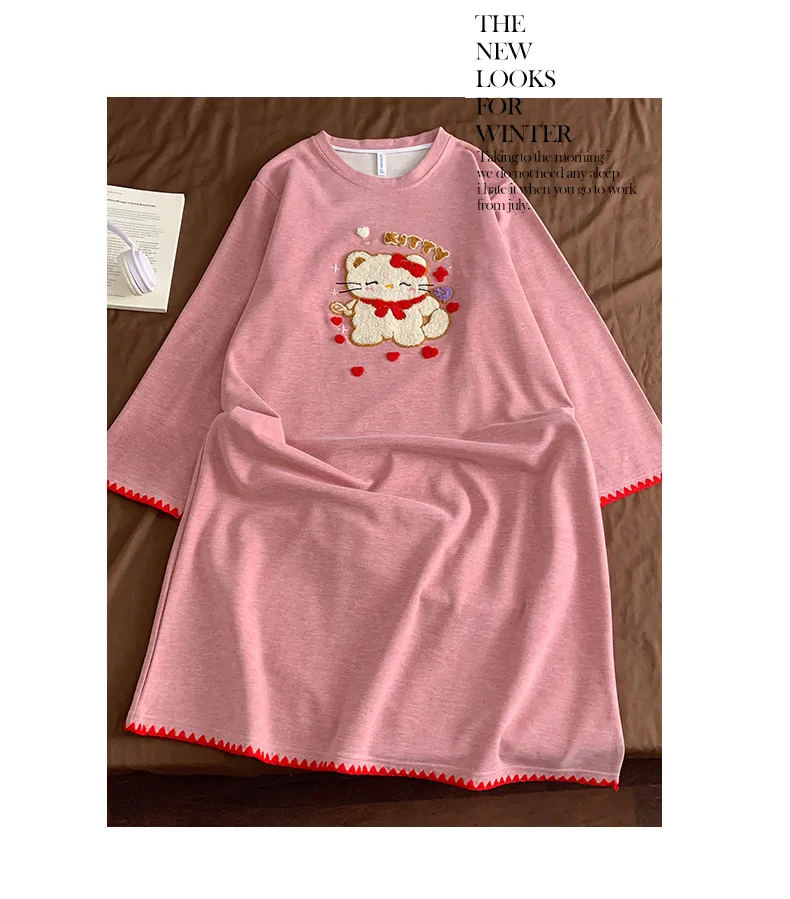 カシミヤパジャマ レディース 秋冬 長袖 ナイトガウン アニメ 大きいサイズ 220斤 ルームウェア 外着可能 · 卸売 · OEM · 世界へ発送 - Detail 10