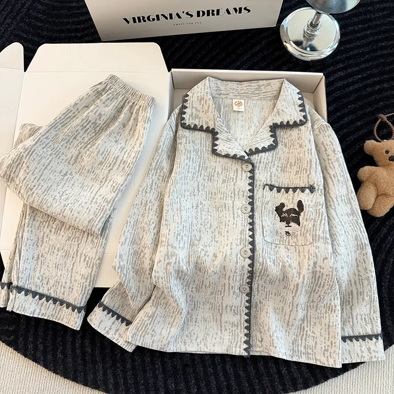 Autumn Winter Girls' Mid-Large Children Long Sleeve Long Pants Cardigan Lapel Loungewear · Wholesale · OEM · Worldwide Shipping - View 1
