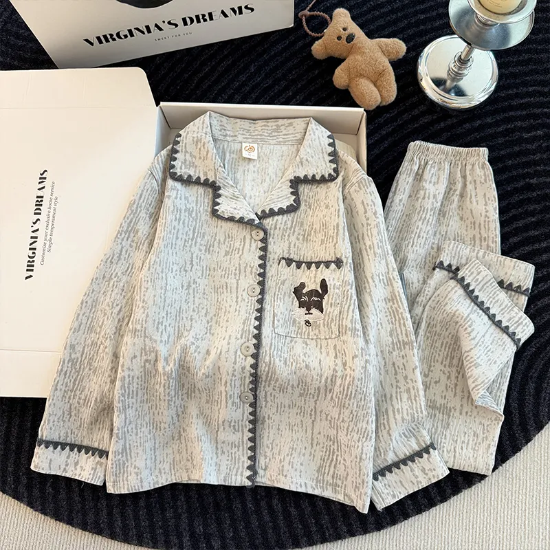 Autumn Winter Girls' Mid-Large Children Long Sleeve Long Pants Cardigan Lapel Loungewear · Wholesale · OEM · Worldwide Shipping