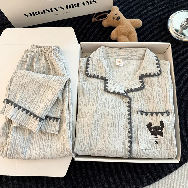Autumn Winter Girls' Mid-Large Children Long Sleeve Long Pants Cardigan Lapel Loungewear · Wholesale · OEM · Worldwide Shipping - Detail 7
