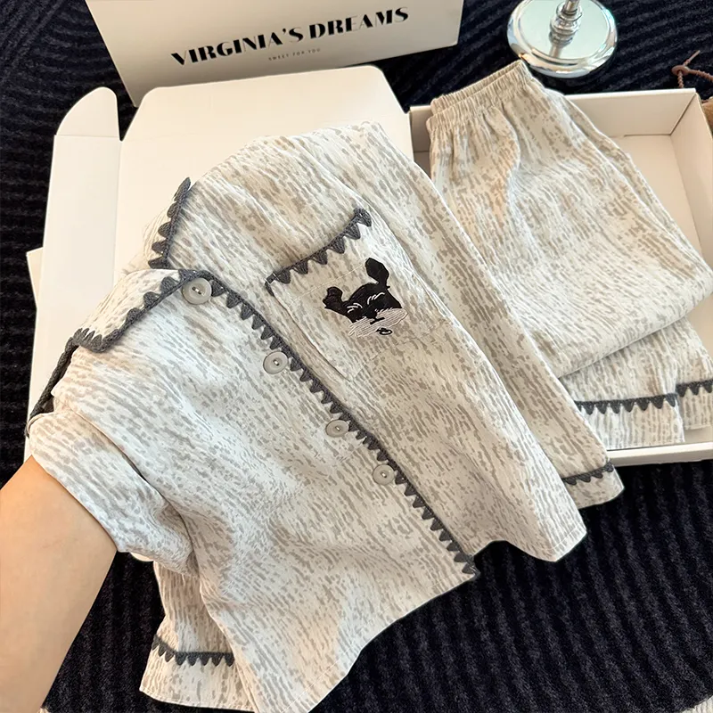 Autumn Winter Girls' Mid-Large Children Long Sleeve Long Pants Cardigan Lapel Loungewear · Wholesale · OEM · Worldwide Shipping - View 2