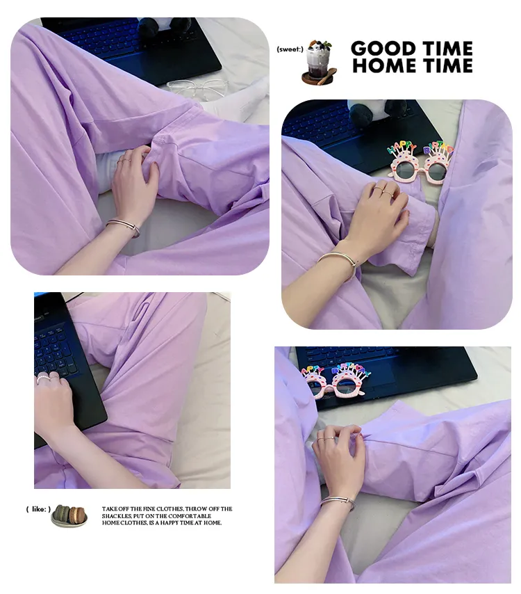 Women's Pure Cotton Sleep Pants Summer Casual Loungewear Soft Comfortable Minimalist Solid Color Mid-Rise Wearable Outside Loose Home Pants · Wholesale · OEM · Worldwide Shipping - Detail 4