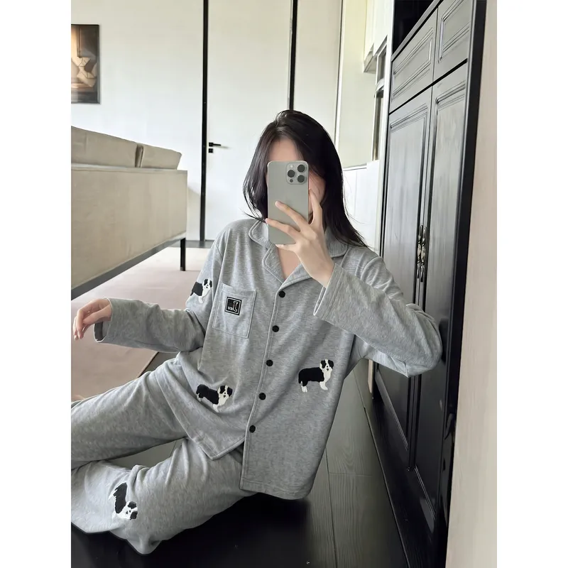 Cashmere Silk Pajamas for Women Autumn Winter Long Sleeve Long Pants Cardigan Casual Loungewear Set Wearable Outside · Wholesale · OEM · Worldwide Shipping - View 2