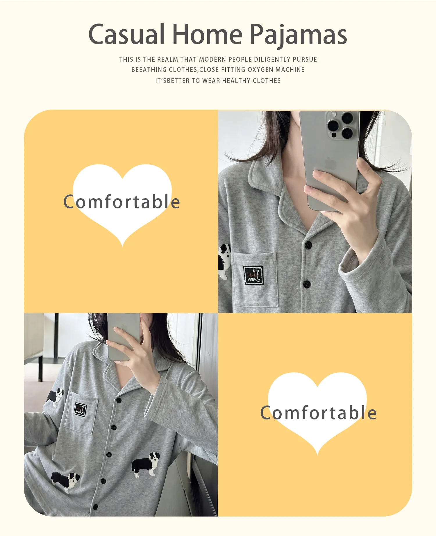 Cashmere Silk Pajamas for Women Autumn Winter Long Sleeve Long Pants Cardigan Casual Loungewear Set Wearable Outside · Wholesale · OEM · Worldwide Shipping - Detail 10