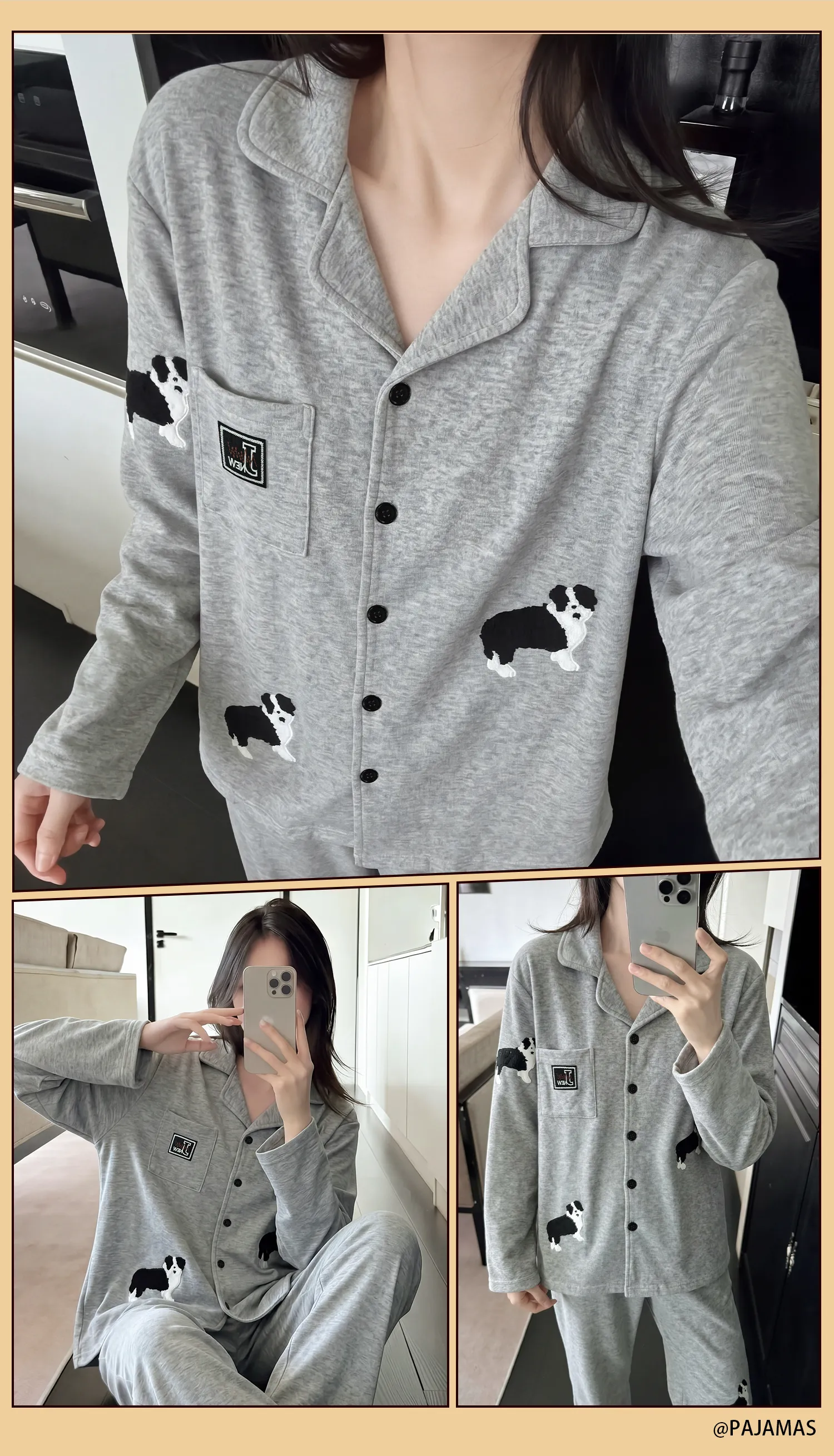 Cashmere Silk Pajamas for Women Autumn Winter Long Sleeve Long Pants Cardigan Casual Loungewear Set Wearable Outside · Wholesale · OEM · Worldwide Shipping - Detail 12