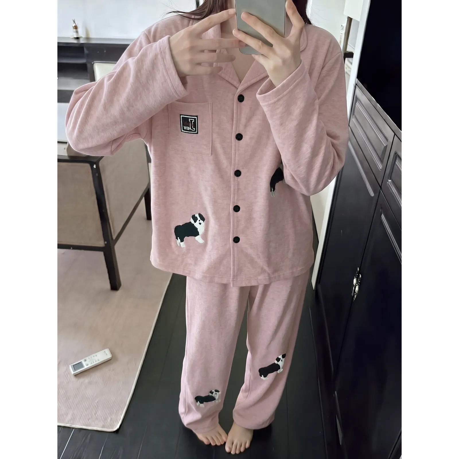 Cashmere Silk Pajamas for Women Autumn Winter Long Sleeve Long Pants Cardigan Casual Loungewear Set Wearable Outside · Wholesale · OEM · Worldwide Shipping - Detail 1
