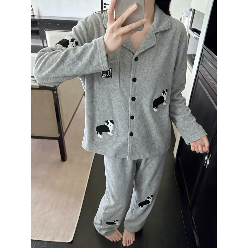 Cashmere Silk Pajamas for Women Autumn Winter Long Sleeve Long Pants Cardigan Casual Loungewear Set Wearable Outside · Wholesale · OEM · Worldwide Shipping