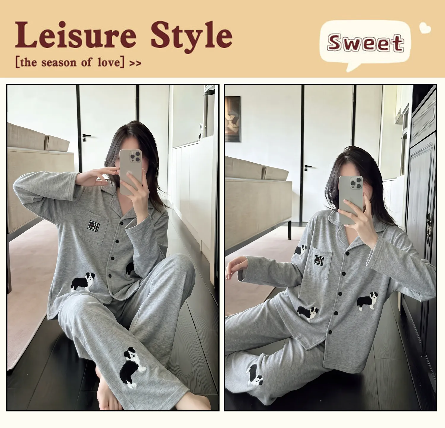 Cashmere Silk Pajamas for Women Autumn Winter Long Sleeve Long Pants Cardigan Casual Loungewear Set Wearable Outside · Wholesale · OEM · Worldwide Shipping - Detail 14