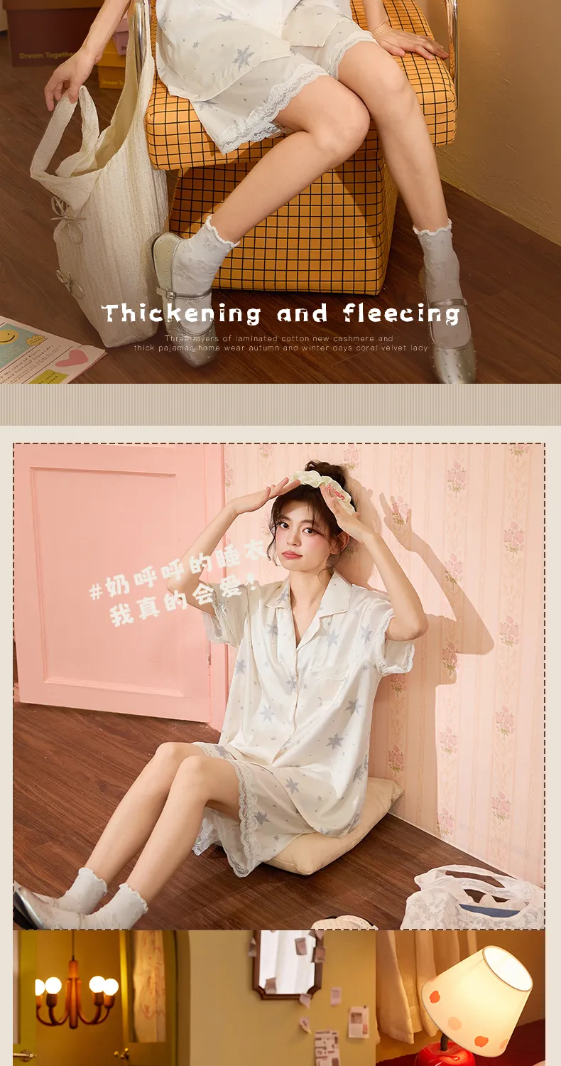 2026 New Pajamas for Women Summer Ice Silk Short Sleeve Shorts Thin Sweet Comfortable Set Wearable Outside · Wholesale · OEM · Worldwide Shipping - Detail 6