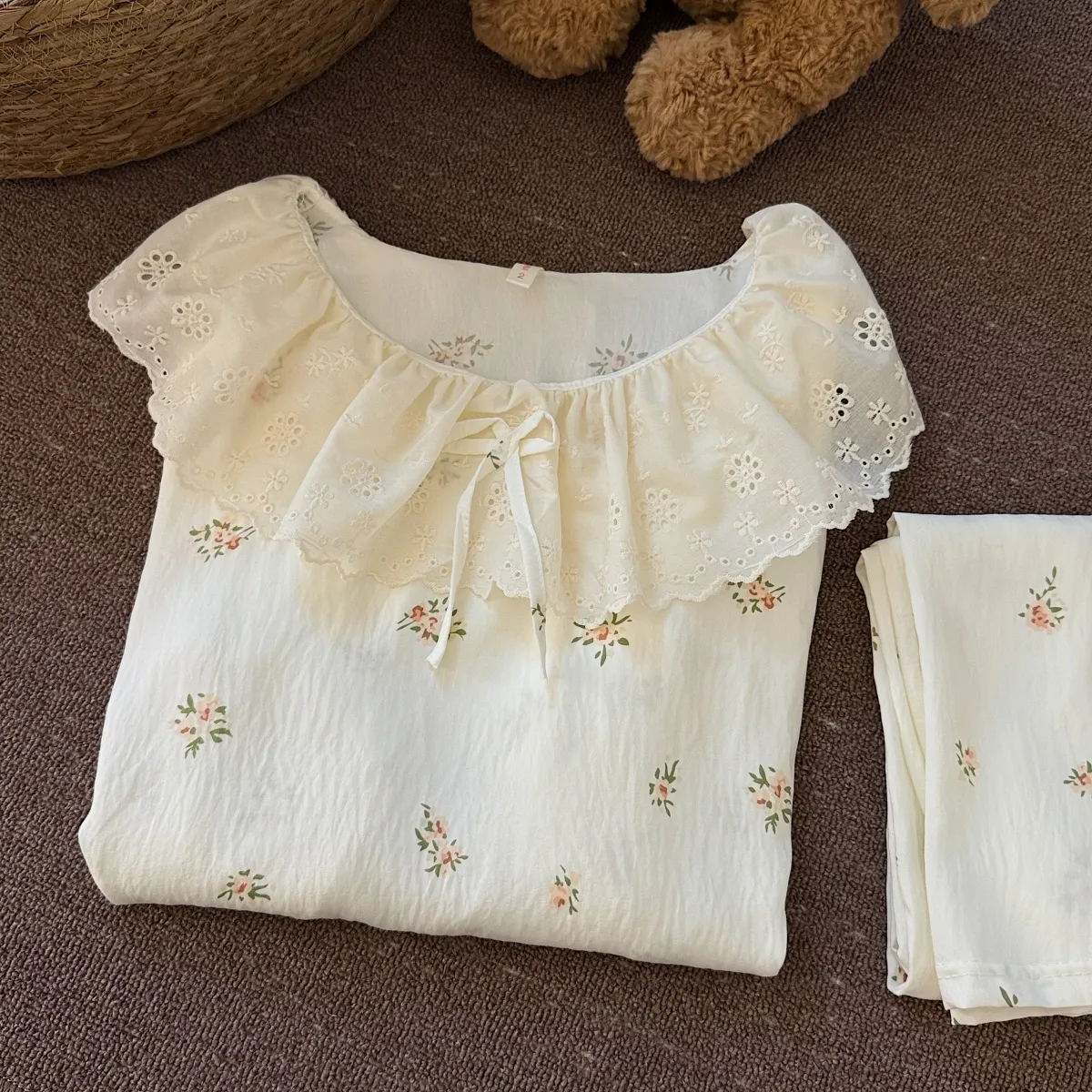 2026 New Cloud Cotton Sweet Princess Style Doll Collar Lace Trim Pajamas Women Spring Autumn Loungewear Women's Set · Wholesale · OEM · Worldwide Shipping - Detail 13