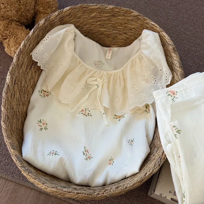 2026 New Cloud Cotton Sweet Princess Style Doll Collar Lace Trim Pajamas Women Spring Autumn Loungewear Women's Set · Wholesale · OEM · Worldwide Shipping - View 3