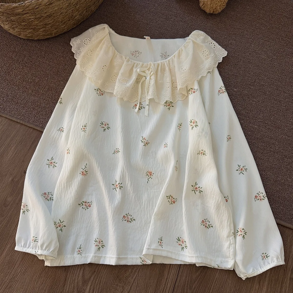 2026 New Cloud Cotton Sweet Princess Style Doll Collar Lace Trim Pajamas Women Spring Autumn Loungewear Women's Set · Wholesale · OEM · Worldwide Shipping - Detail 10