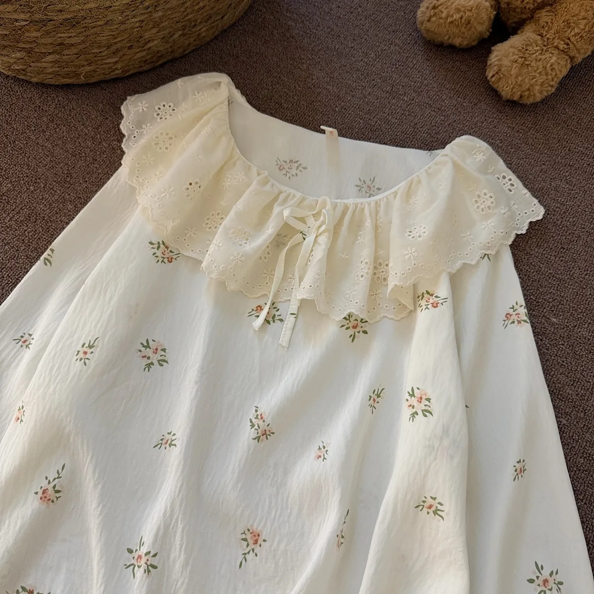 2026 New Cloud Cotton Sweet Princess Style Doll Collar Lace Trim Pajamas Women Spring Autumn Loungewear Women's Set · Wholesale · OEM · Worldwide Shipping - Detail 4