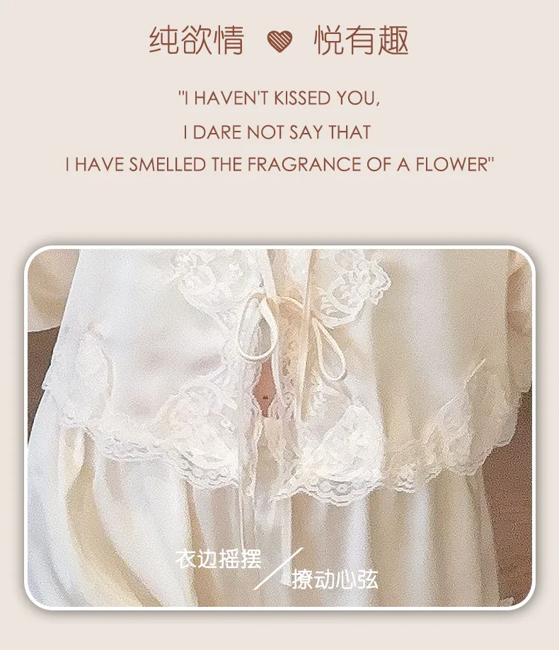 Summer Retro Pure Desire Long Sleeve Short Pants Sexy Thin Ice Silk Sleepwear Palace Style Homewear · Grosir · OEM · Pengiriman Global - Detail 2