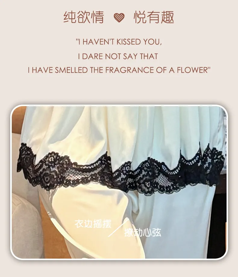 Palace Style Light Luxury High-End Ice Silk Pajamas Women Summer New French Lace Trim Nightdress · Wholesale · OEM · Worldwide Shipping - Detail 29